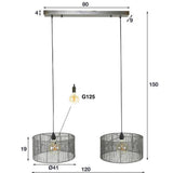 Hanging lamp Luis DH Interior Black LxWxH 90x45x28 Nickel White photo size indication