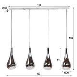 Hanging lamp Mex DH Interior Chromed LxWxH 124x61x32 Glass White photo size indication