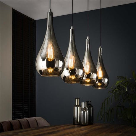 Hanging lamp Mex DH Interior Chromed LxWxH 124x61x32 Glass Atmospheric photo diagonal front view