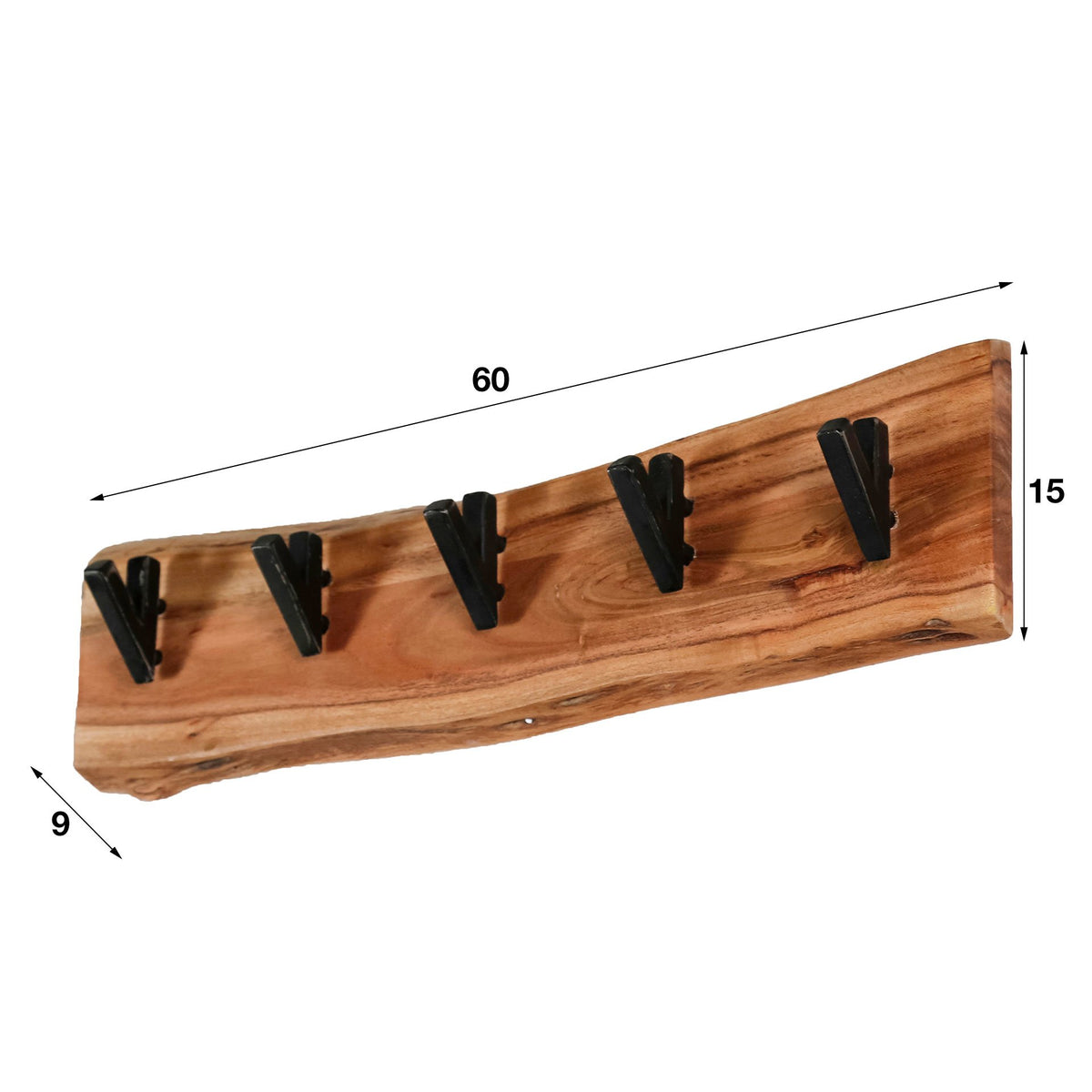 Coat rack Levi DH Interior Acacia LxWxH 64x18x10 Acacia wood White photo size indication