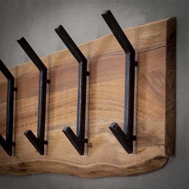 Coat rack Levi DH Interior Acacia LxWxH 105x38x15 Acacia wood Atmospheric photo diagonal front view