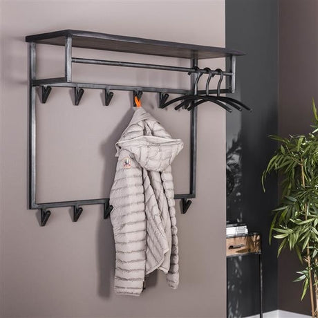 Coat rack Yme DH Interior Acacia LxWxH 92x84x50 Acacia wood Atmospheric photo diagonal front view