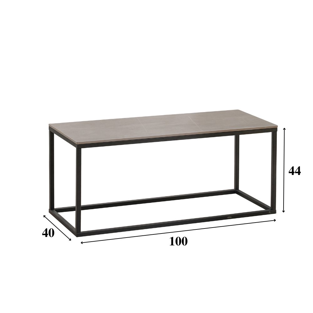 Coffee tables - Fien Coffee Table Gray Marble Look Rectangular 100x40 cm - Dimehouse