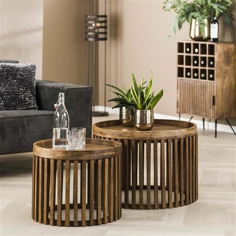 Coffee table Tory DH Interior Mango LxWxH 70x70x45 Mango wood Atmospheric photo diagonal front view
