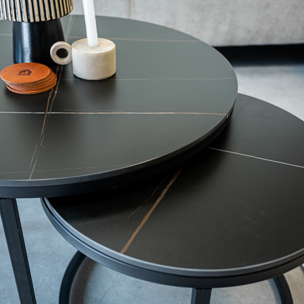 Coffee table Trevor Black Dimehouse Black LxWxH 80x80x13 Sintered stone Atmosphere photo different