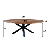 Dining table Oregon Dimehouse Brown LxWxH 283x115x9 Mango wood White photo size indication