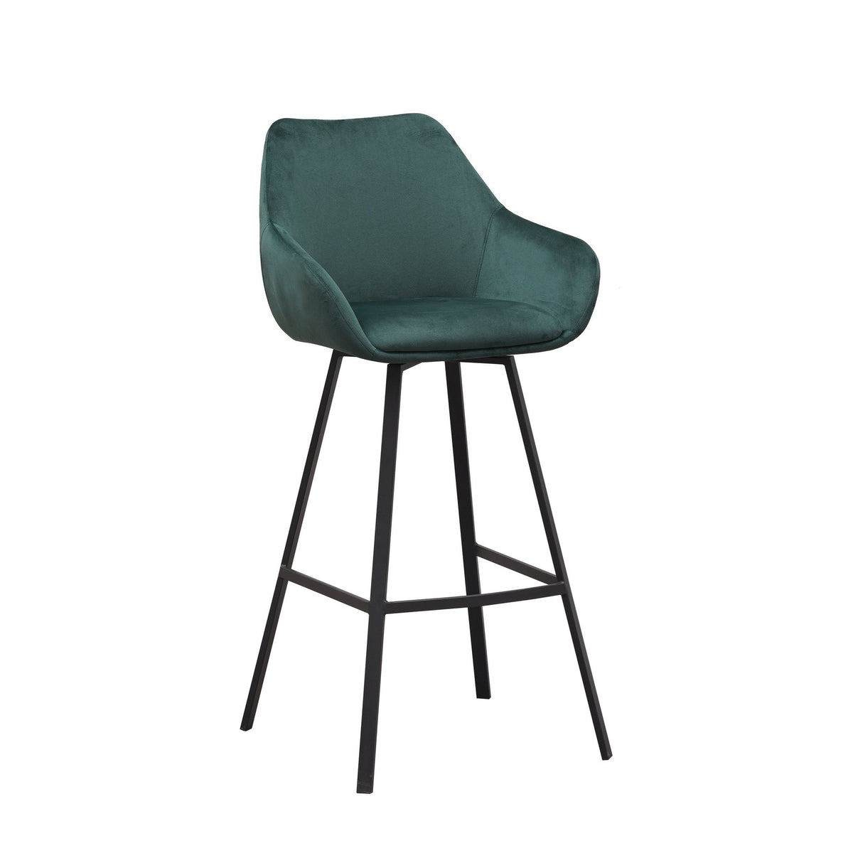 Bar stool Elise Velvet Dimehouse Green LxWxH 95x59x57 Velvet White photo diagonal front view