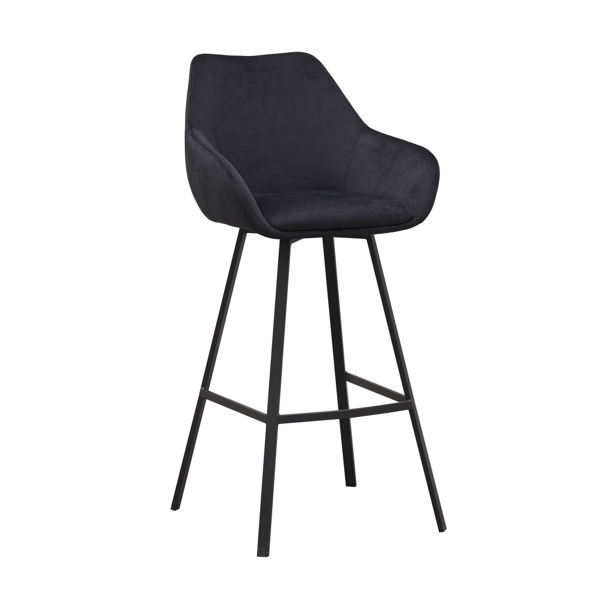 Bar stool Elise Velvet Dimehouse Black LxWxH 95x59x57 Velvet White photo diagonal front view