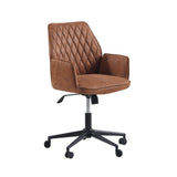 Office chair Novan Dimehouse Cognac LxWxH 72x63x58 Fabric White photo diagonal front view
