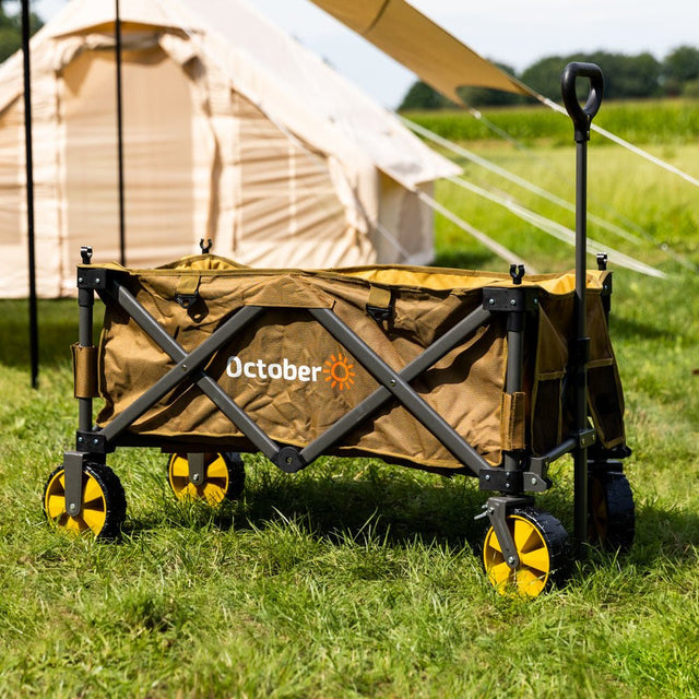 Trolley Collapsible handcart brown 90x50x55 cm Dimehouse Brown LxWxH 75x28x28 Aluminum Atmospheric photo diagonal front view