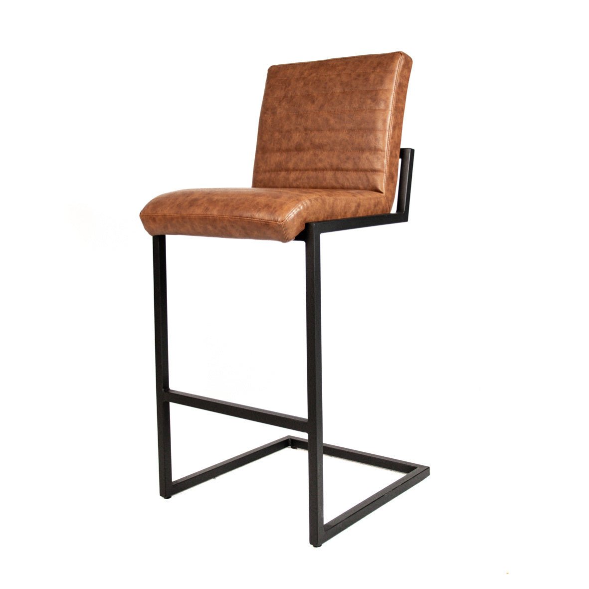 Barstool Kuba Dimehouse Cognac LxWxH 72x69x54 Faux leather White photo diagonal front view