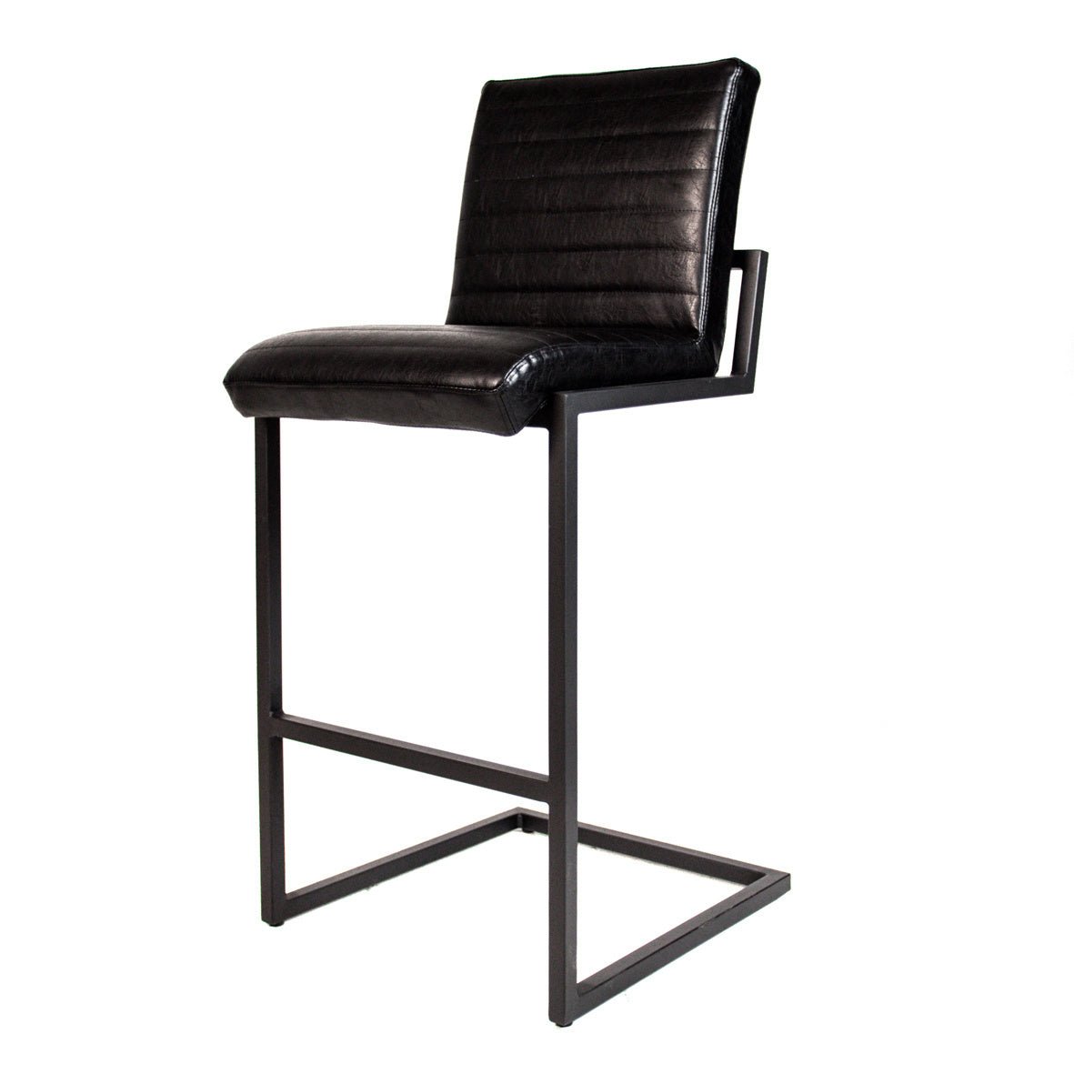 Barstool Kuba Dimehouse Black LxWxH 93x58x53 Faux leather White photo diagonal front view