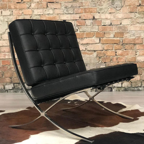 Armchair Expo Dimehouse Black LxWxH 80x78x78 Cowhide leather Atmospheric photo diagonal rear view