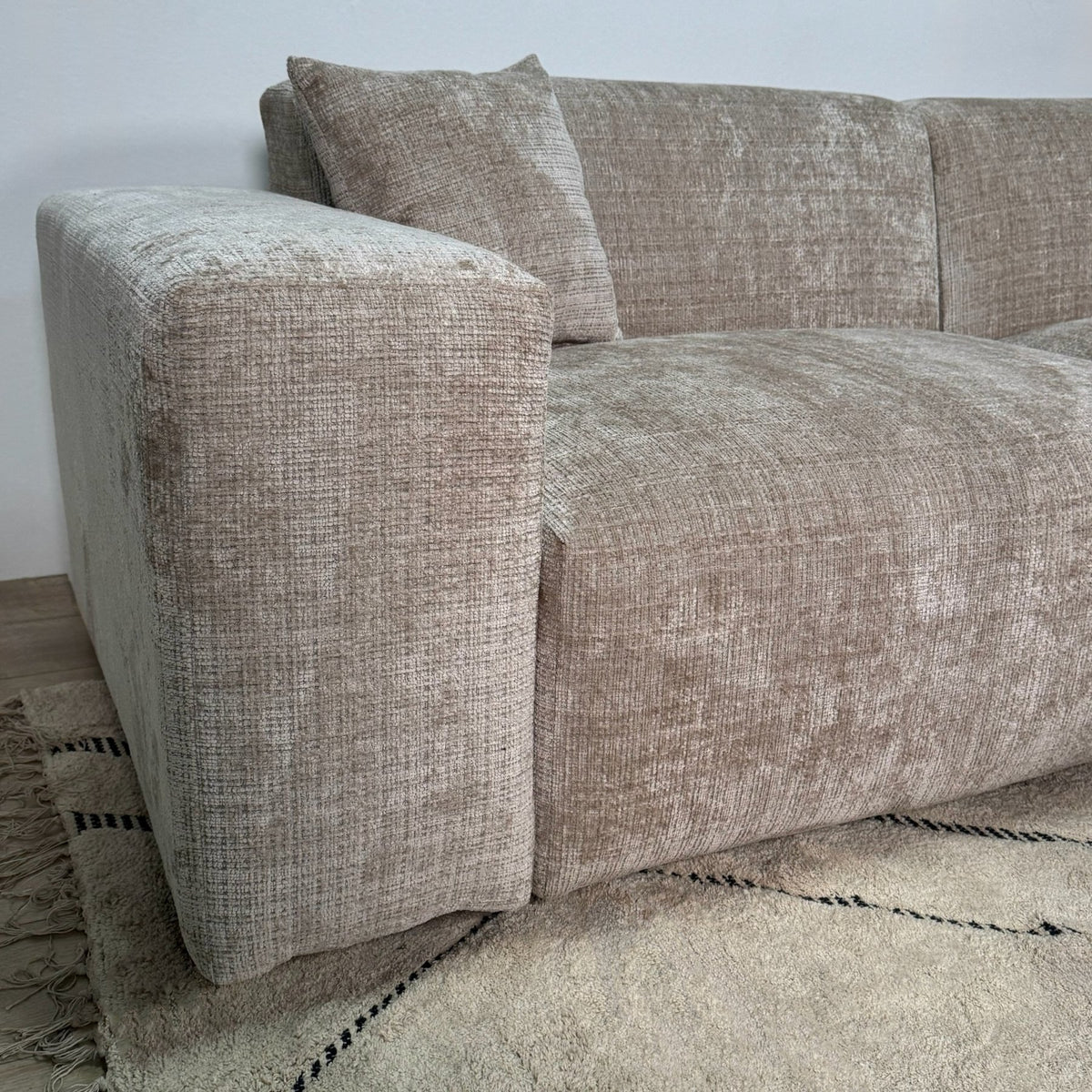 Sofas - Corner sofa beige chenille Wayne 264 cm - corner can be mounted left and right - Dimehouse