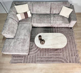 Sofas - Corner sofa with chaise longue taupe chenille fabric Manon - left - Dimehouse