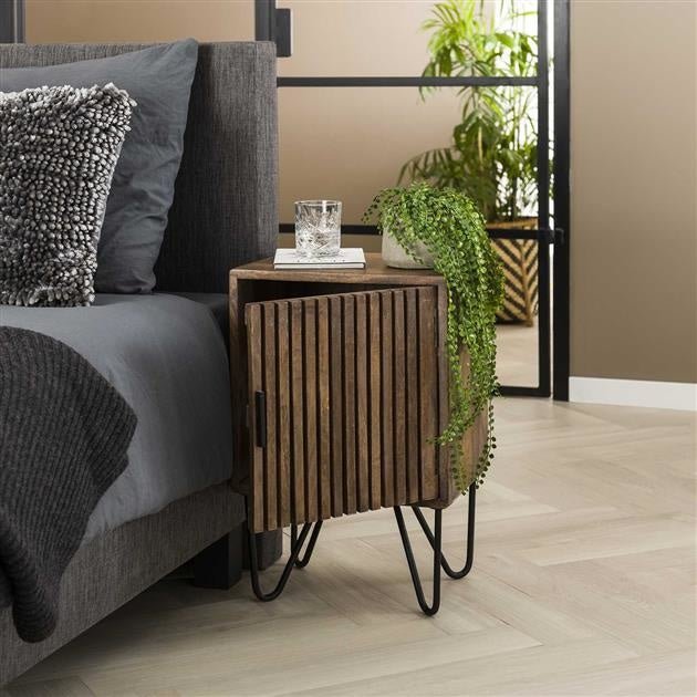 Bedside table Tory DH Interior Mango LxWxH 65x45x35 Mango wood Atmospheric photo diagonal front view