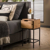 Bedside table Lou DH Interior Acacia LxWxH 62x32x32 Acacia wood Atmospheric photo diagonal front view