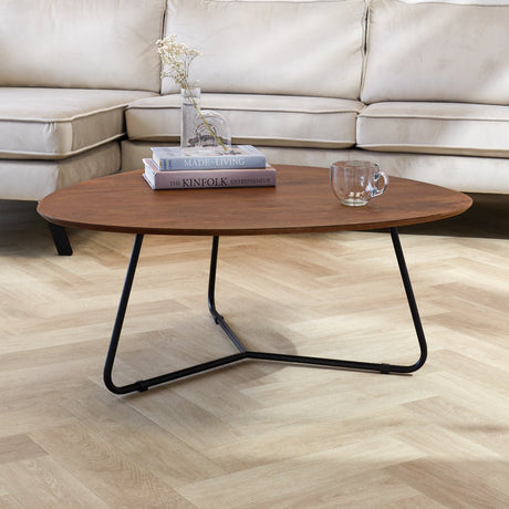 Coffee table Zoë Walnut Dimehouse Brown LxWxH 91x82x23 Mango wood Atmospheric photo diagonal front view