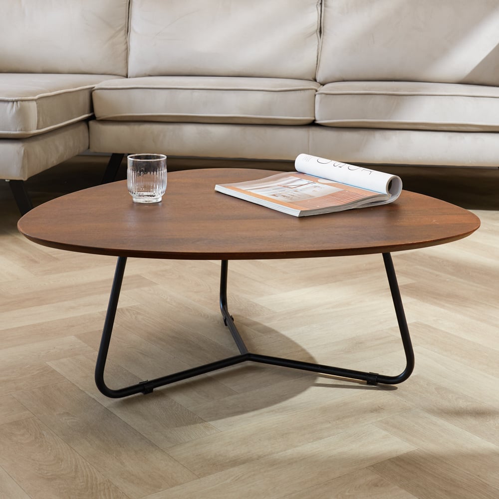Coffee table Zoë Walnut Dimehouse Brown LxWxH 90x81x24 Mango wood Atmospheric photo front view