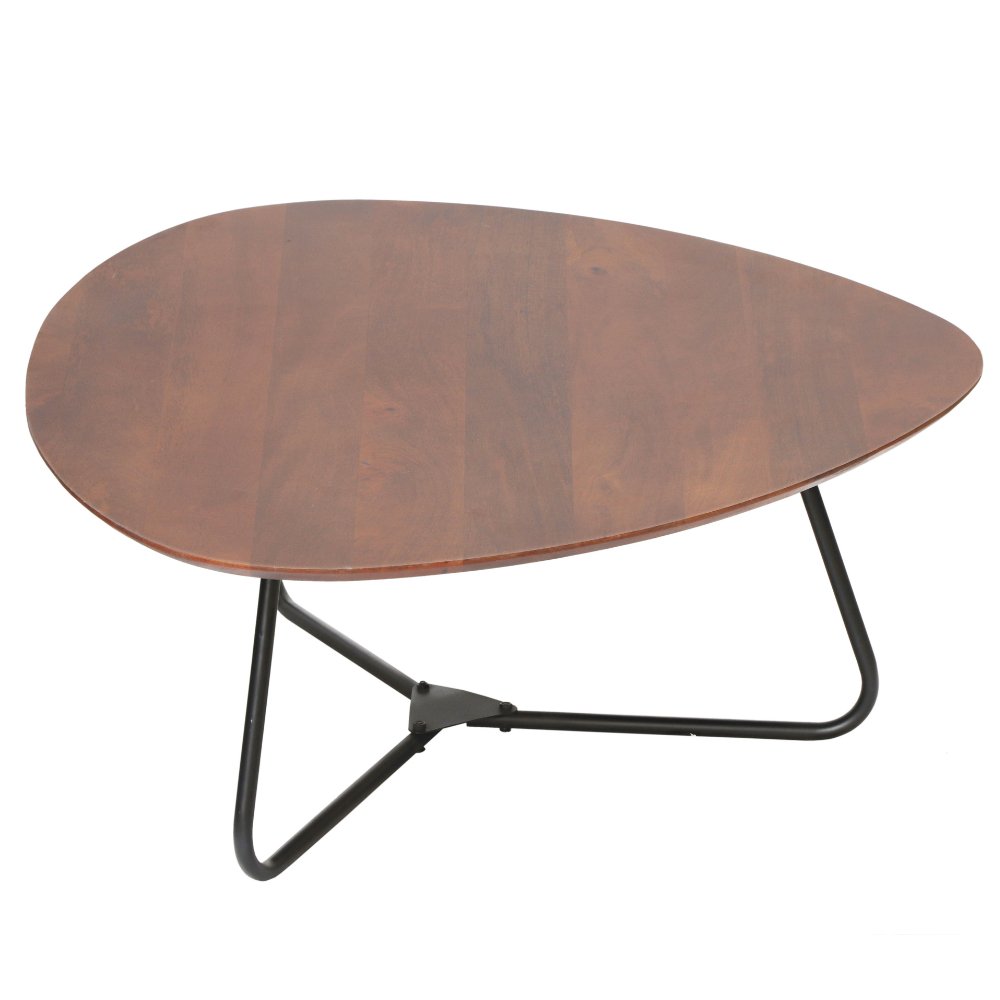 Coffee table Zoë Walnut Dimehouse Brown LxWxH 90x81x24 Mango wood White photo diagonal front view