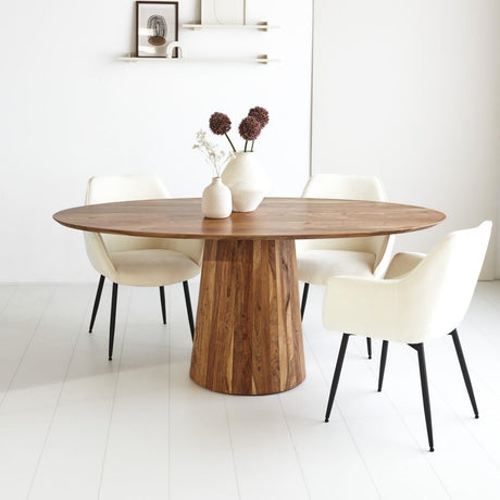 Dining table Amelia Dimehouse Oak LxWxH 188x108x11 Acacia wood Atmospheric photo diagonal front view