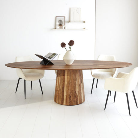Dining table Amelia Dimehouse Oak LxWxH 268x108x11 Acacia wood Atmospheric photo diagonal front view