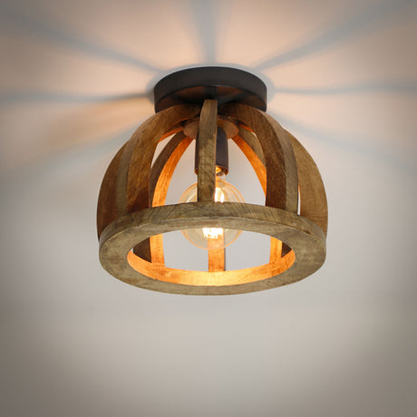 Ceiling lamp Madri DH Interior Mango LxWxH 34x34x28 Mango wood Atmospheric photo diagonal front view