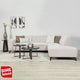 Corner sofa with chaise longue in beige chenille fabric Manon - left 