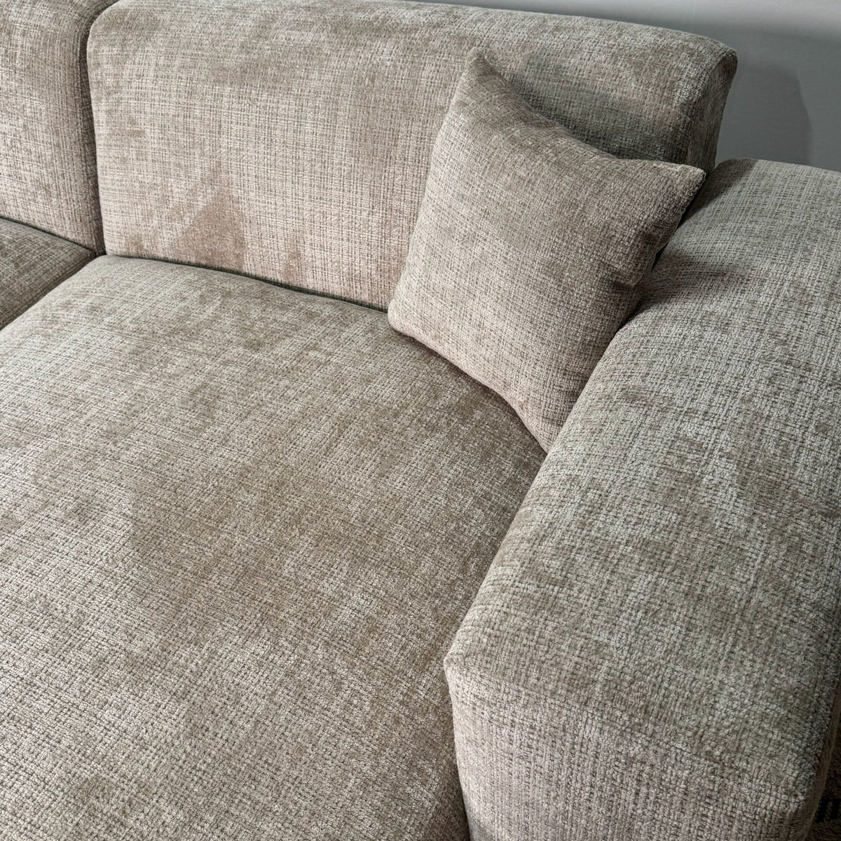 Sofas - Corner sofa beige chenille Wayne 264 cm - corner can be mounted left and right - Dimehouse