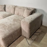 Sofas - Corner sofa beige chenille Wayne 264 cm - corner can be mounted left and right - Dimehouse