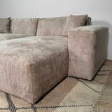 Sofas - Corner sofa beige chenille Wayne 264 cm - corner can be mounted left and right - Dimehouse