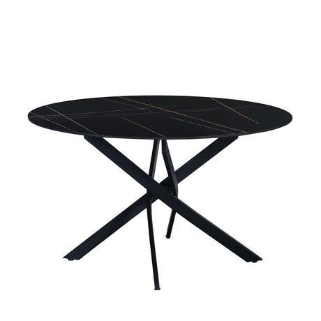 Dining table Vivian Black Dimehouse Black LxWxH 141x141x11 Sintered stone White photo diagonal front view