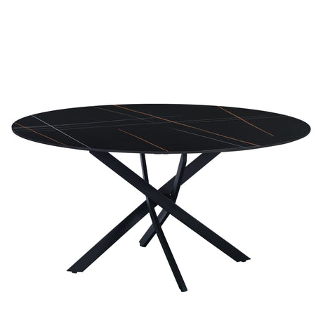 Dining table Vivian Black Dimehouse Black LxWxH 120x16x7 Sintered stone White photo front view