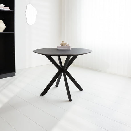 Dining table Yuna Black Dimehouse Black LxWxH 111x111x11 Sintered stone Atmospheric photo diagonal front view