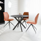 Dining table Yuna Black Dimehouse Black LxWxH 121x121x11 Sintered stone Atmospheric photo diagonal front view
