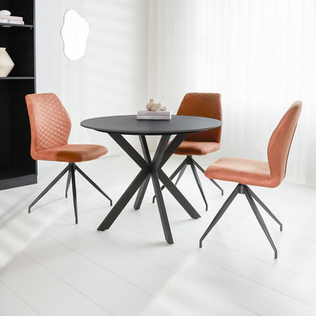 Dining table Yuna Black Dimehouse Black LxWxH 121x121x11 Sintered stone Atmospheric photo diagonal front view