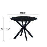 Dining table Yuna Black Dimehouse Black LxWxH 121x121x11 Sintered stone White photo size indication