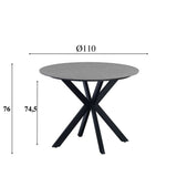 Yuna Gray dining table Dimehouse Gray LxWxH 121x121x11 Sintered stone White photo size indication