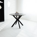 Yuna Gray dining table Dimehouse Gray LxWxH 121x121x11 Sintered stone Atmospheric photo diagonal front view