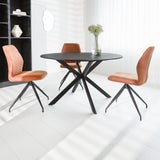 Dining table Yuna Black Dimehouse Black LxWxH 132x132x11 Sintered stone Atmospheric photo diagonal front view