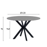 Yuna Gray dining table Dimehouse Gray LxWxH 132x132x11 Sintered stone White photo size indication