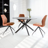 Yuna Gray dining table Dimehouse Gray LxWxH 132x132x11 Sintered stone Atmospheric photo diagonal front view