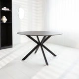 Yuna Gray dining table Dimehouse Gray LxWxH 141x141x11 Sintered stone Atmospheric photo diagonal front view