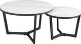 Coffee tables - Coffee table Set of 2 Brady Round Marble Look White - Dimehouse