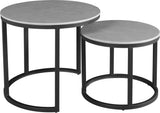 Coffee Tables - Round Coffee Table Set of 2 Sintered Stone Marble Look Paige Gray - Dimehouse