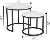 Coffee Tables - Round Coffee Table Set of 2 Sintered Stone Marble Look Paige White - Dimehouse