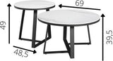 Coffee Tables - Coffee Table Set of 2 Tanner Round Marble Look White - Dimehouse