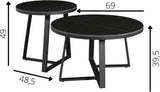 Coffee tables - Coffee table Set of 2 Tanner Round Marble Look Black Round - Dimehouse