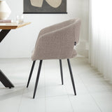 Dining room chairs - Scandinavian Dining room chair Taupe Fabric Cup shape Don - With Armrests - Dimehouse