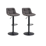 Bar Stools - Set of 2 Industrial Swivel Bar Stools Anthracite Microfiber Fabric Keston - Adjustable - Dimehouse